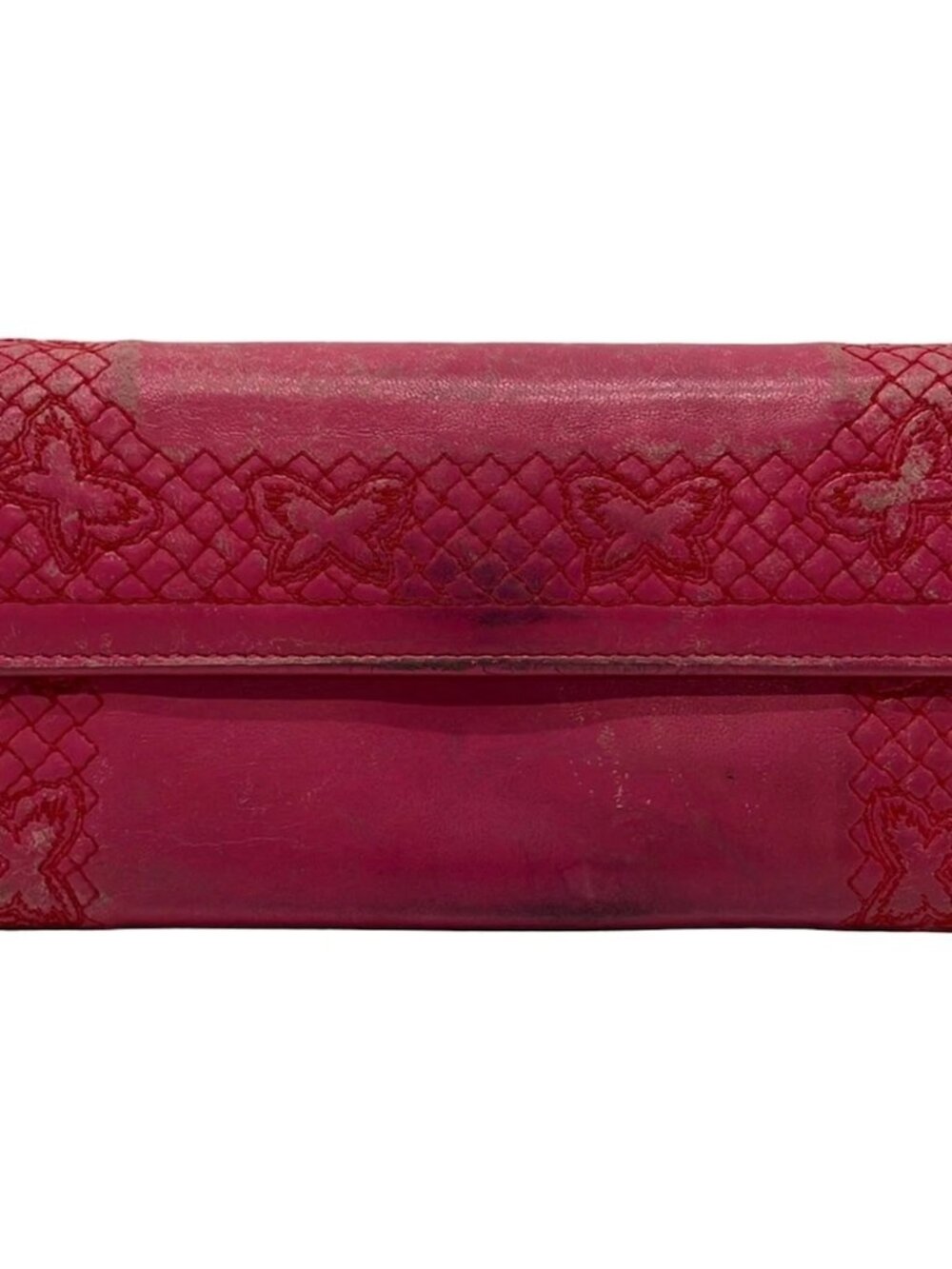 BOTTEGA VENETA Pink Leather S********* Long Wallet